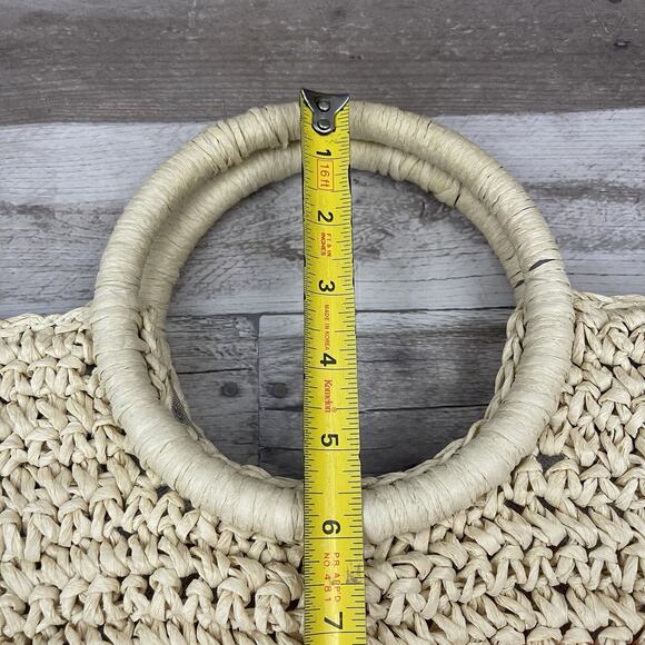 Talbots Woven Straw Tote Hand Bag Tric-Color Tan Pink Cranberry - Picture 12 of 13